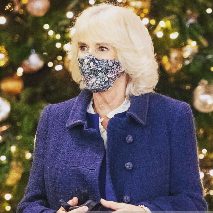 Queen Camilla With Christmas Tree Wallpaper