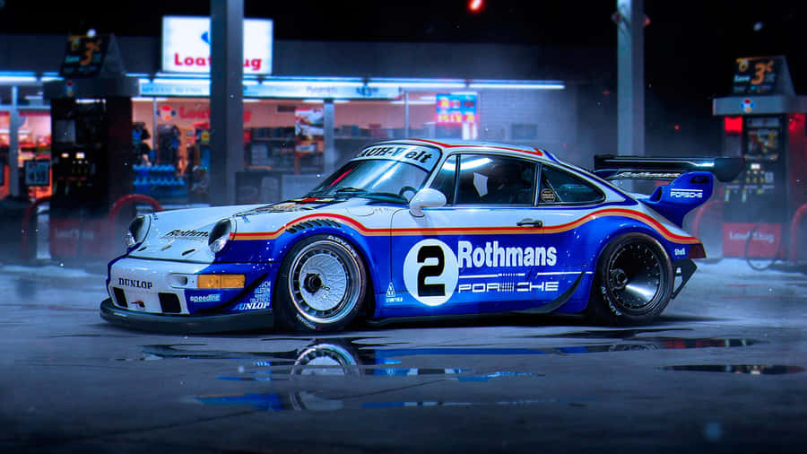 R W B Porsche Rothmans Racing Livery Night Scene Wallpaper