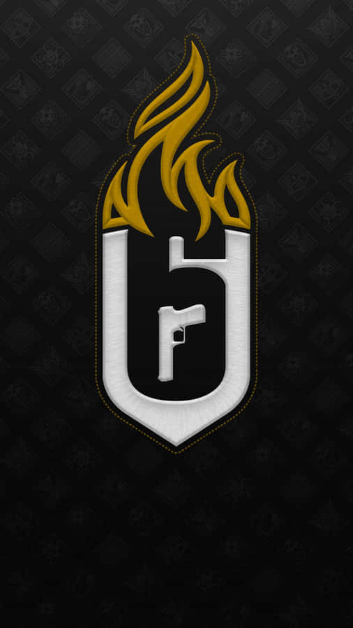 R6 Flaming Crest Logo Wallpaper