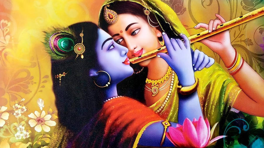 Radha Krishna 3d Faces In Close Wallpaper