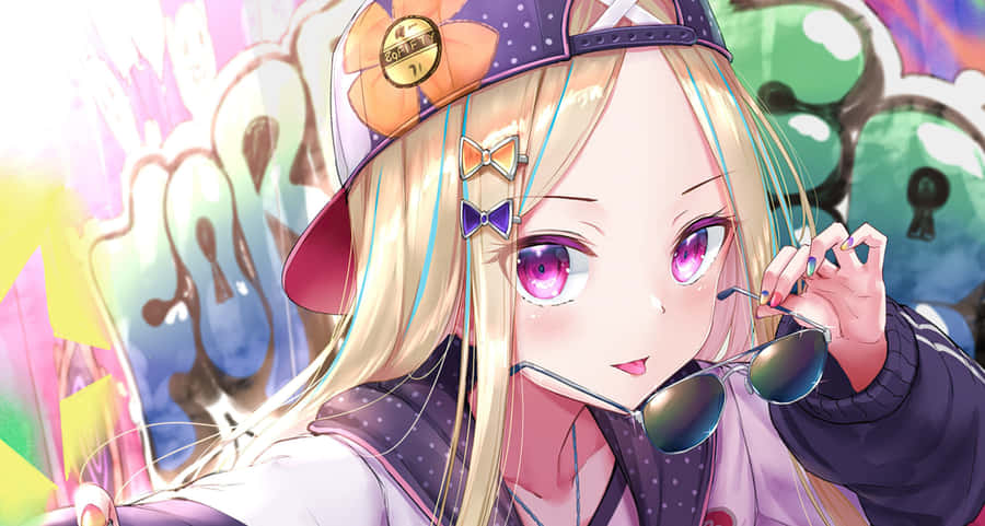 Radiant Anime Girlwith Sunglasses Wallpaper