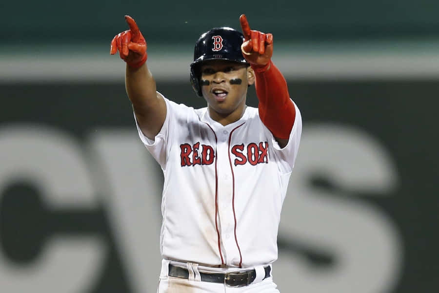 Rafael Devers Celebrating Red Sox Game Wallpaper