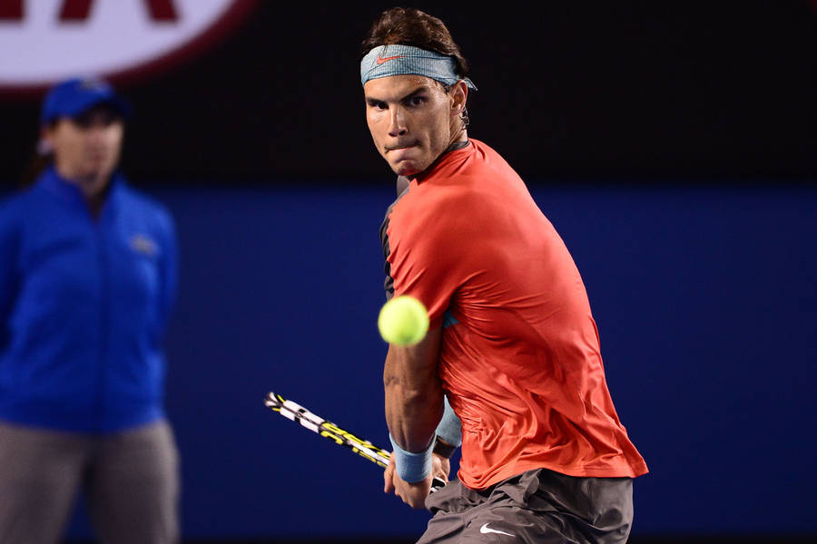 Rafael Nadal At Intense Match Wallpaper