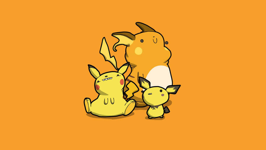Raichu And Its Pre-evolved Forms, Pichu And Pikachu Wallpaper
