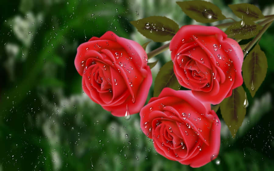 Rain-kissed Rose In Bloom Wallpaper