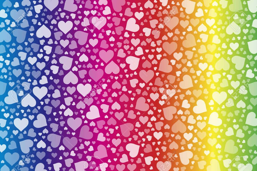 Rainbow Heart Pattern Desktop Wallpaper