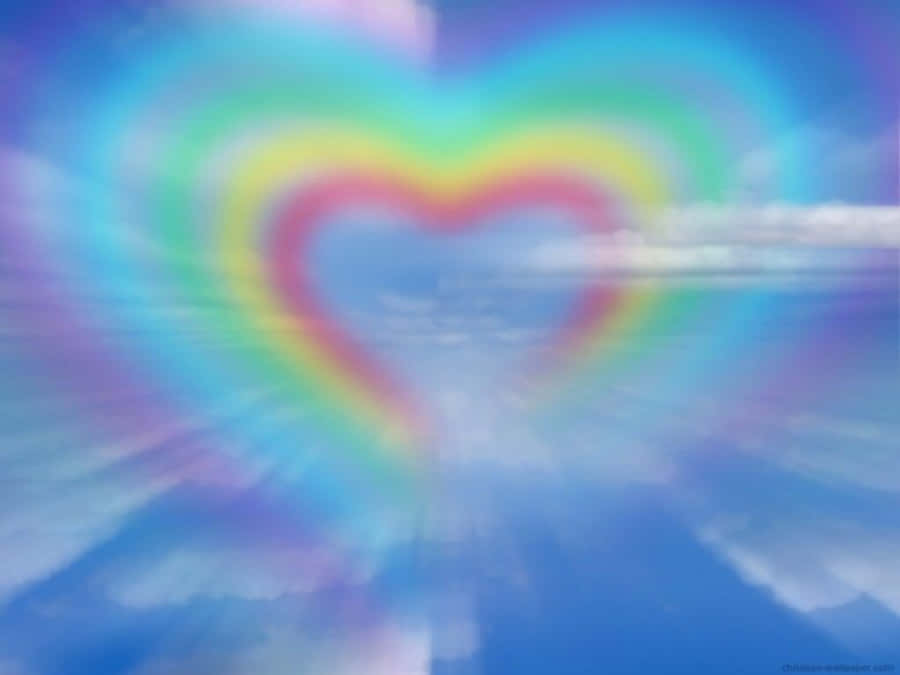 Rainbow Heart Sky Wallpaper