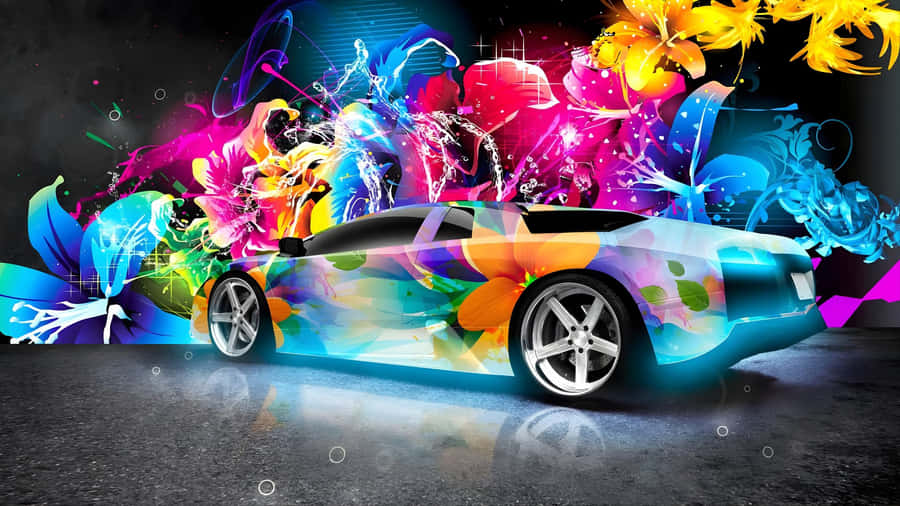 Rainbow Lamborghini Art Wallpaper