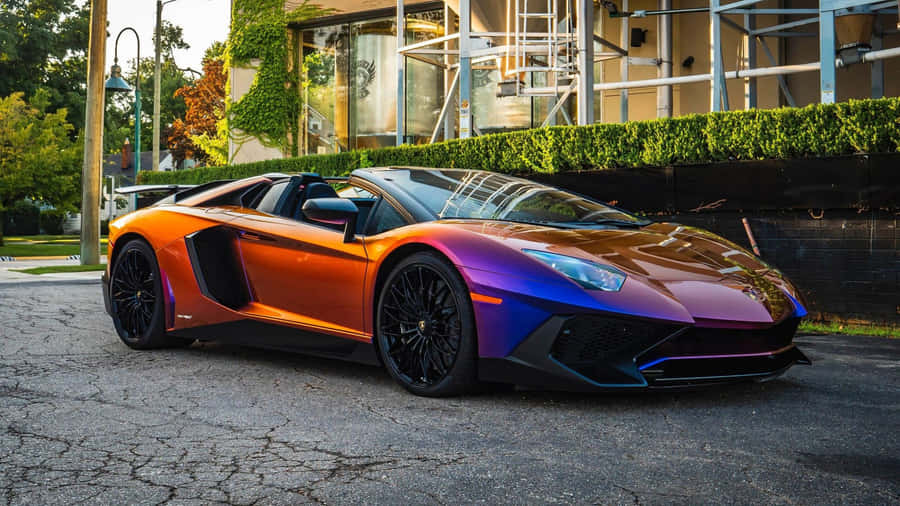 Rainbow Lamborghini Aventador Roadster Wallpaper