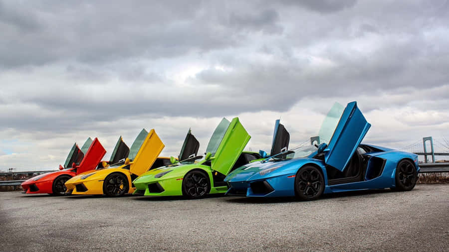 Rainbow Lamborghini Collection Wallpaper