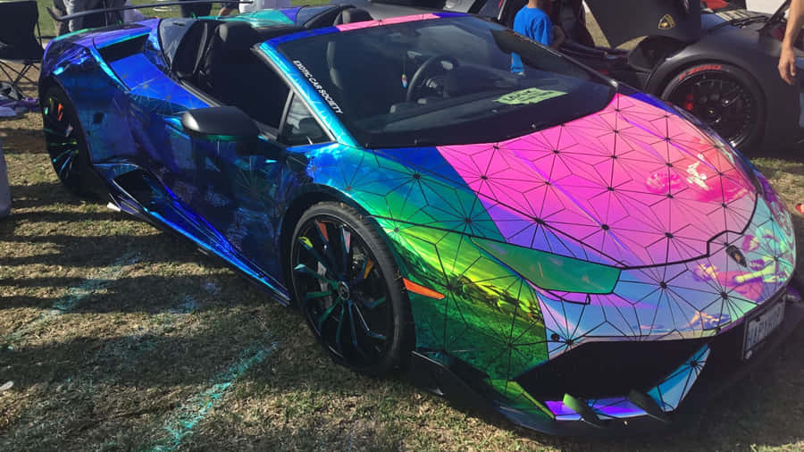 Rainbow Lamborghini Convertible Wallpaper