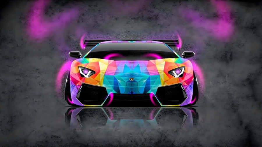Rainbow Lamborghini Front View Wallpaper