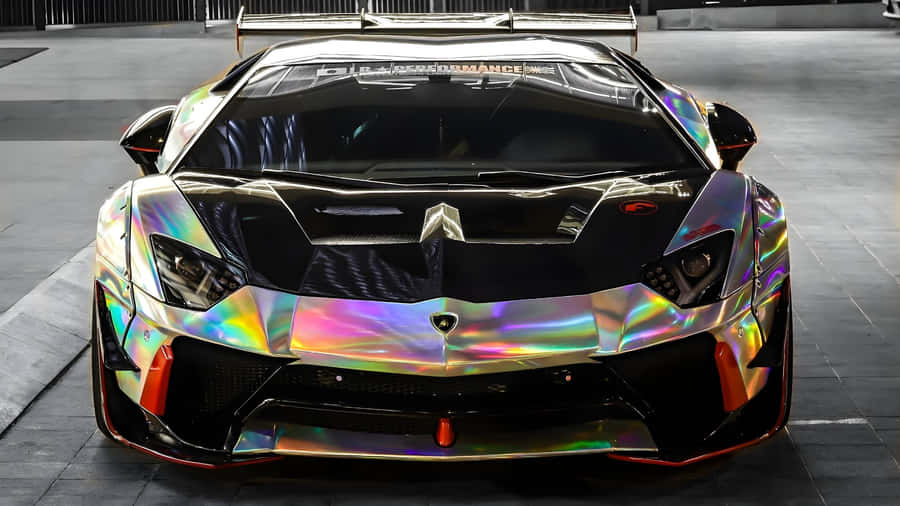 Rainbow Lamborghini Front View Wallpaper