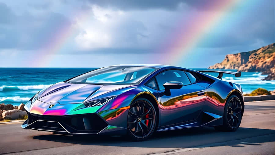 Rainbow Lamborghini Sports Car Wallpaper