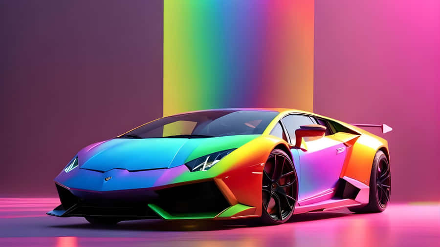 Rainbow Lamborghini Sports Car Wallpaper