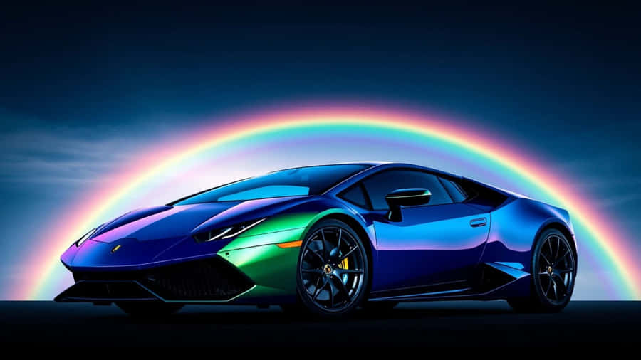 Rainbow Lamborghini Sports Car Wallpaper