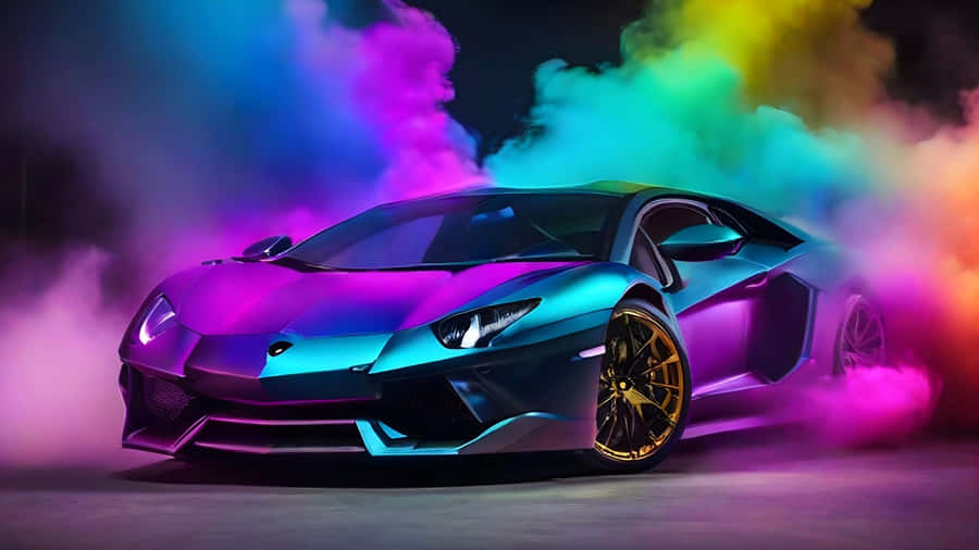 Rainbow Lamborghini Sports Car Wallpaper