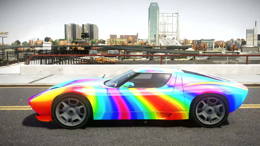 Rainbow Lamborghini Sports Car Wallpaper