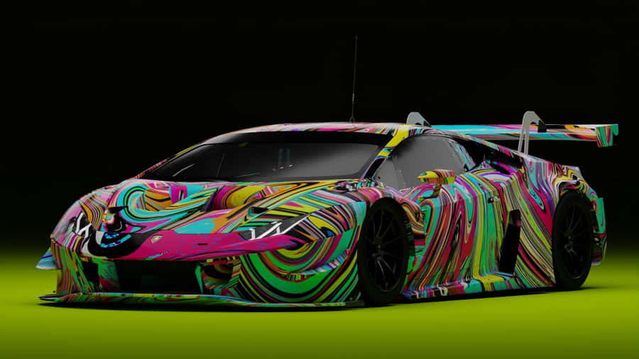 Rainbow Lamborghini Sports Car Wallpaper