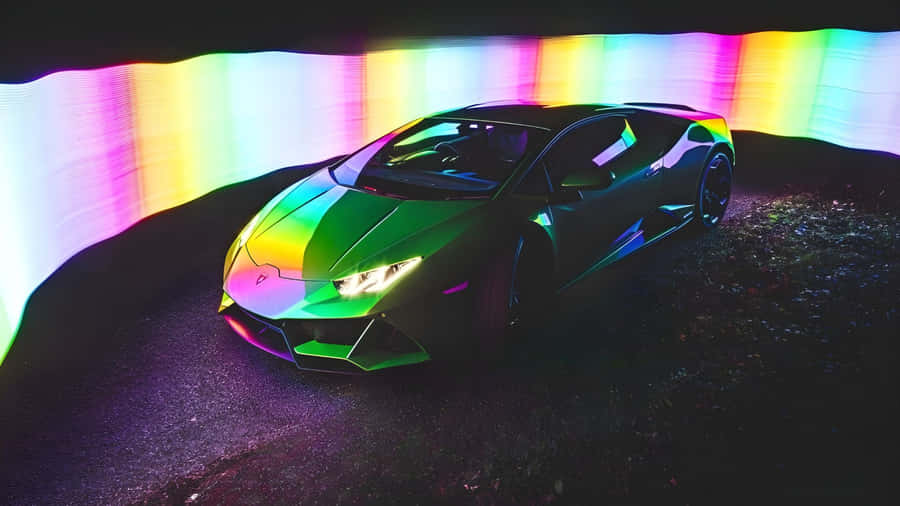 Rainbow Lamborghini Sports Car Wallpaper