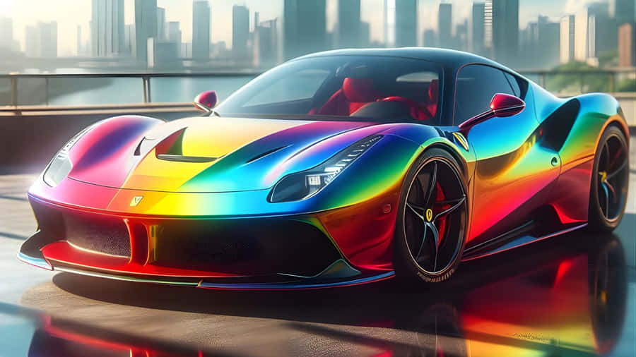 Rainbow Lamborghini Sports Car Wallpaper