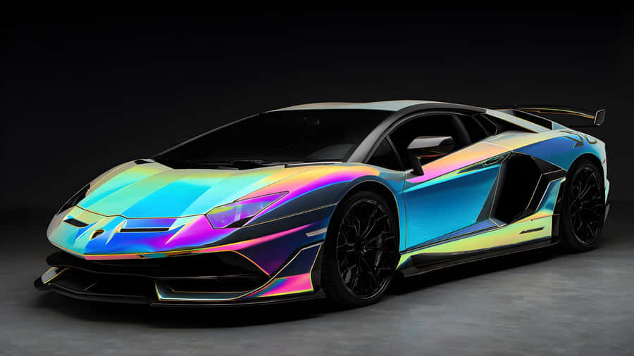 Rainbow Lamborghini Sports Car Wallpaper