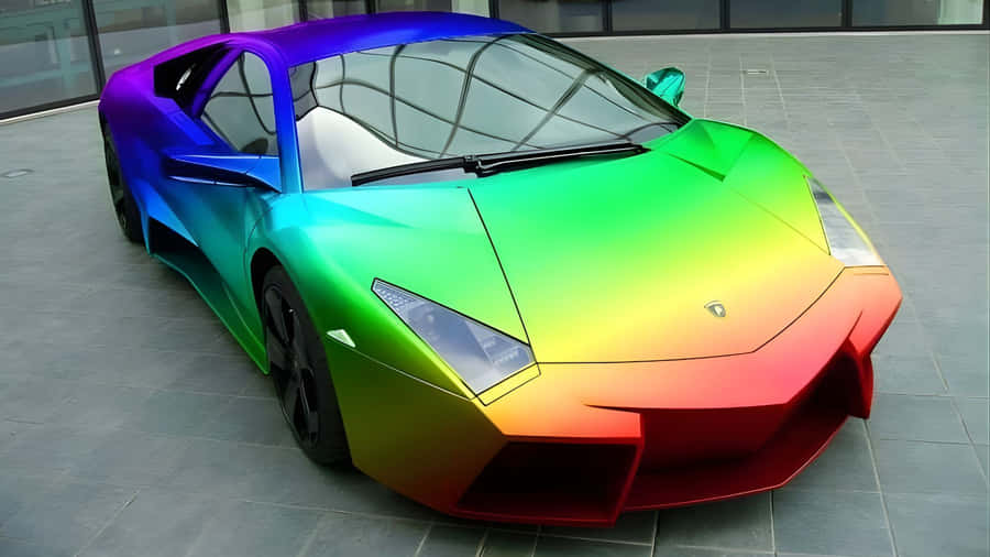 Rainbow Lamborghini Sports Car Wallpaper