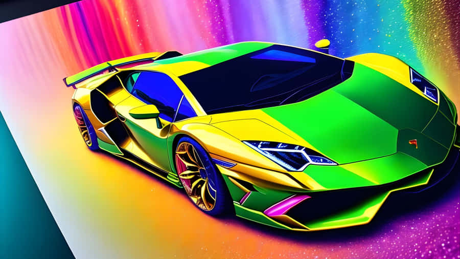 Rainbow Lamborghini Sports Car Wallpaper
