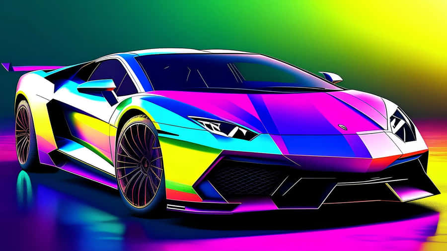 Rainbow Lamborghini Sports Car Wallpaper