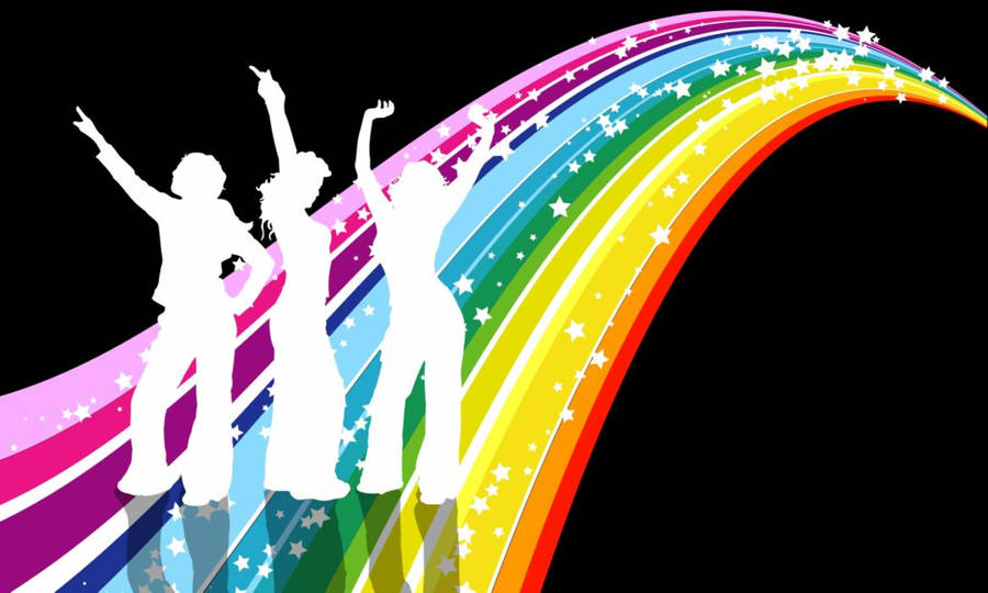 Rainbow Retro Dance Wallpaper