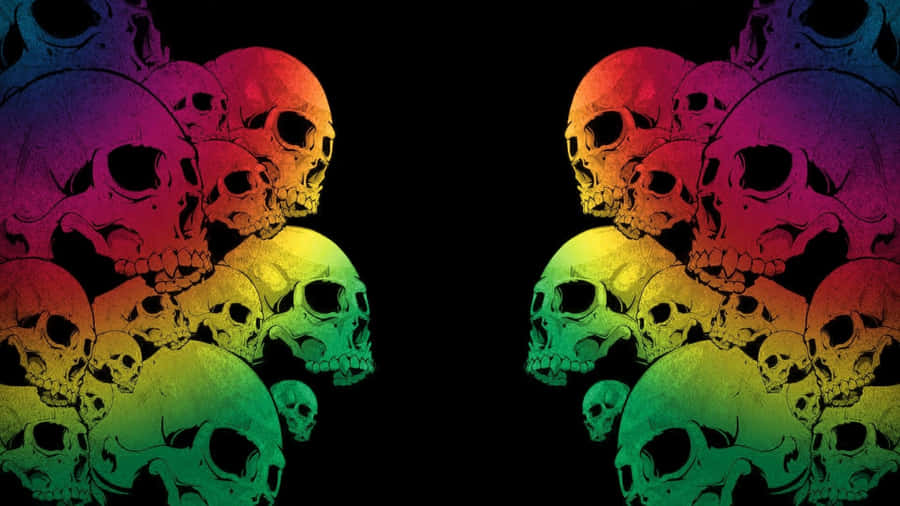 Rainbow_ Skull_ Mirror_ Art Wallpaper