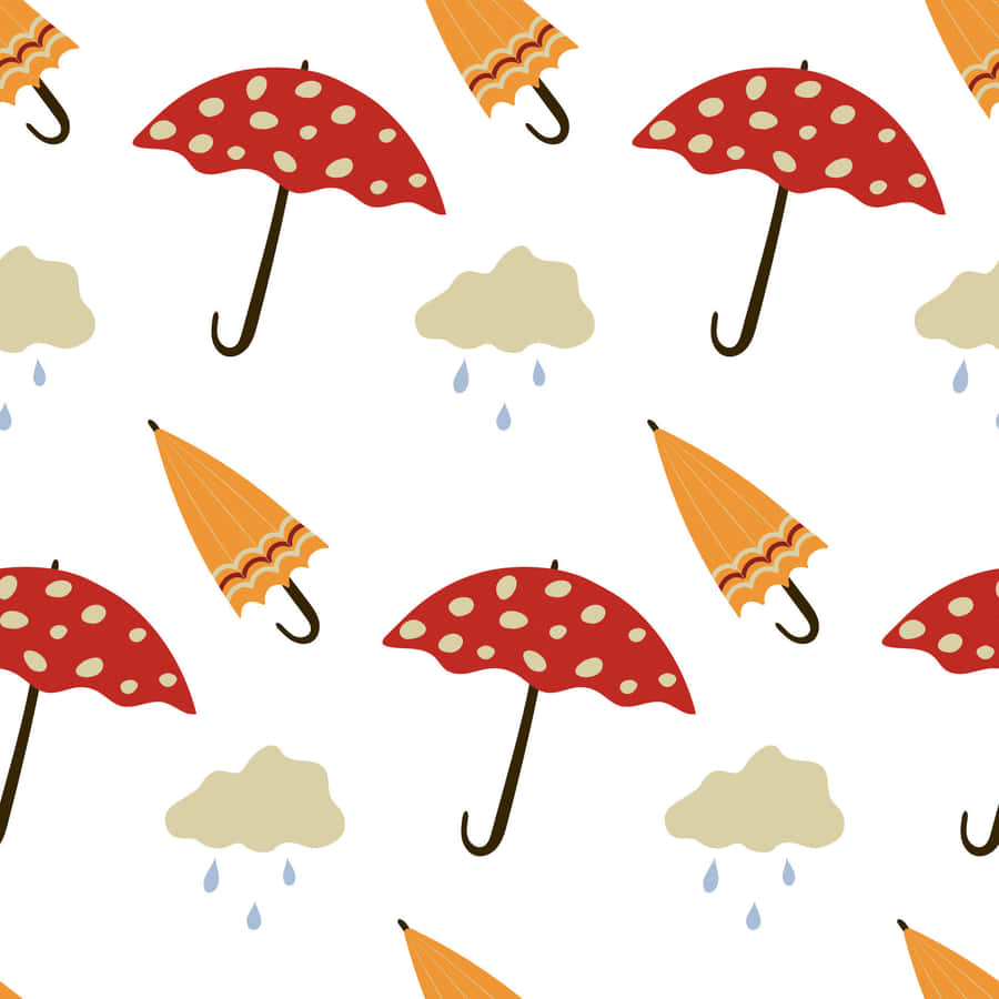 Rainy Day Umbrella Pattern Wallpaper