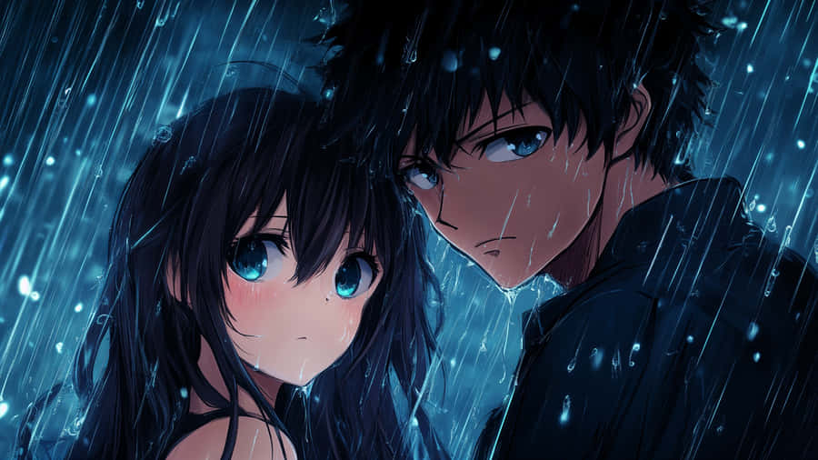 Rainy Night Anime Love Wallpaper