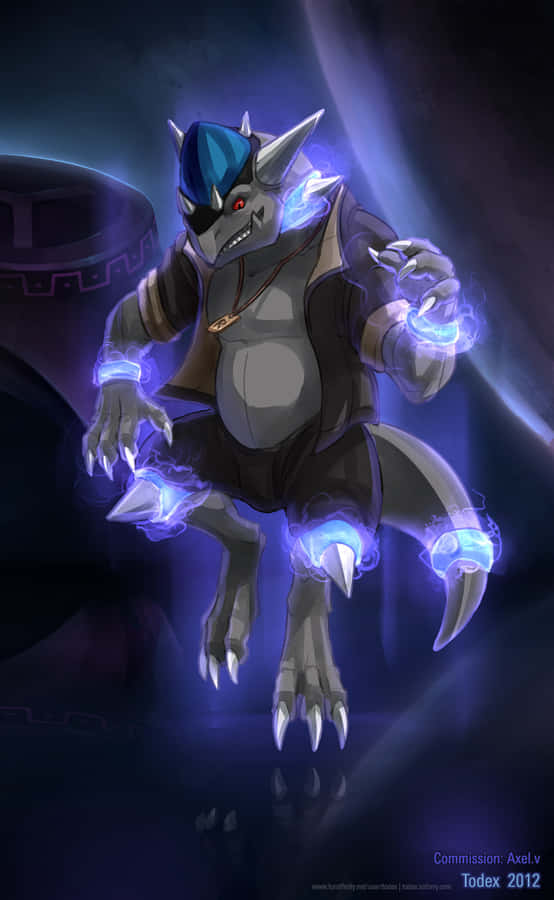 Rampardos Glowing Digital Art Wallpaper