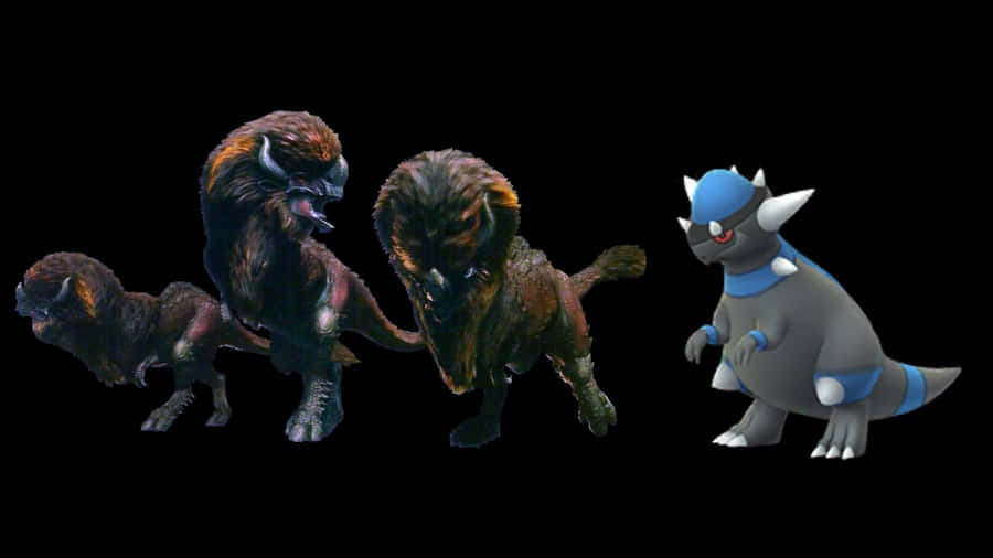 Rampardos With Dinosaurs Wallpaper