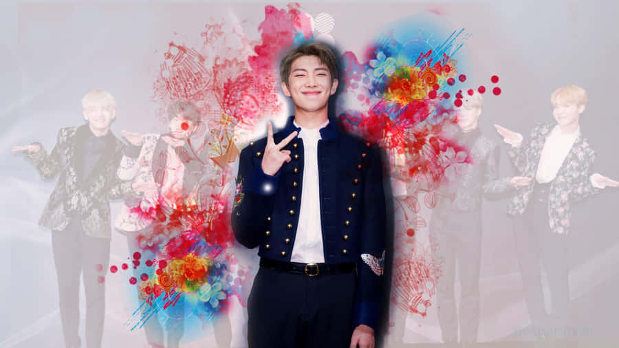 Rap Monster Of Bts Exuding Charisma On Stage Wallpaper