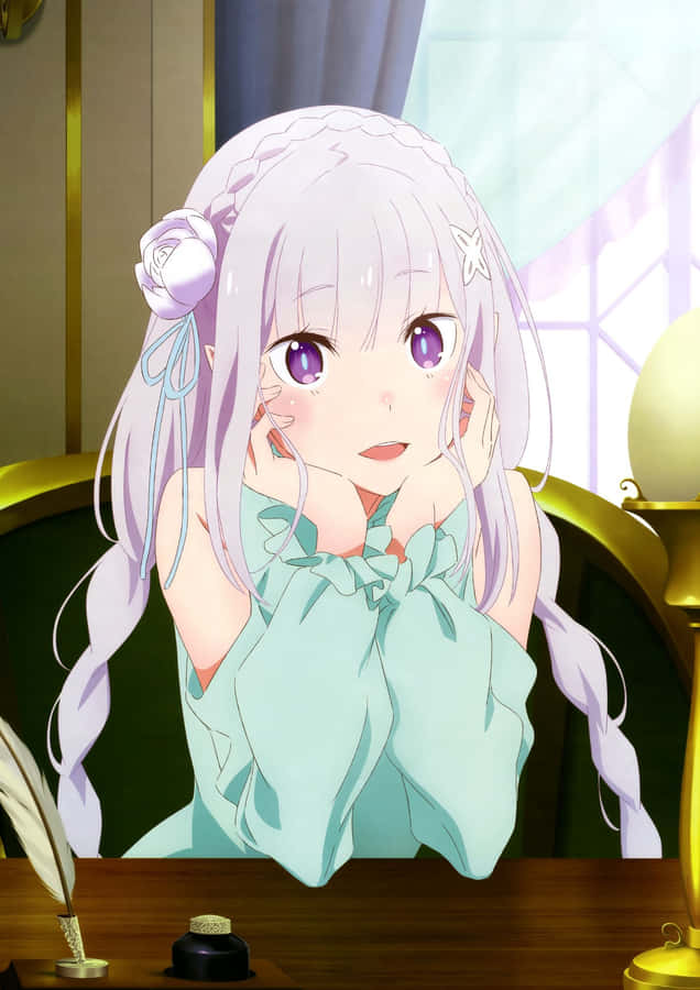 Re:zero's Emilia In A Mesmerizing Pose Wallpaper