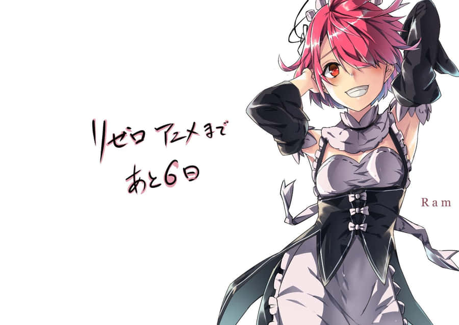 Re Zero's Ram In A Vibrant And Mesmerizing Illustration Wallpaper