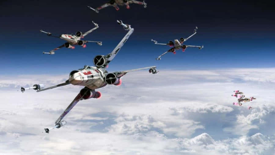 Rebel Alliance's X-wing Fighter Flying Through Space Wallpaper