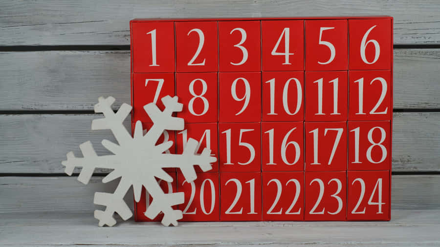 Red Advent Calendar With Snowflake Wallpaper