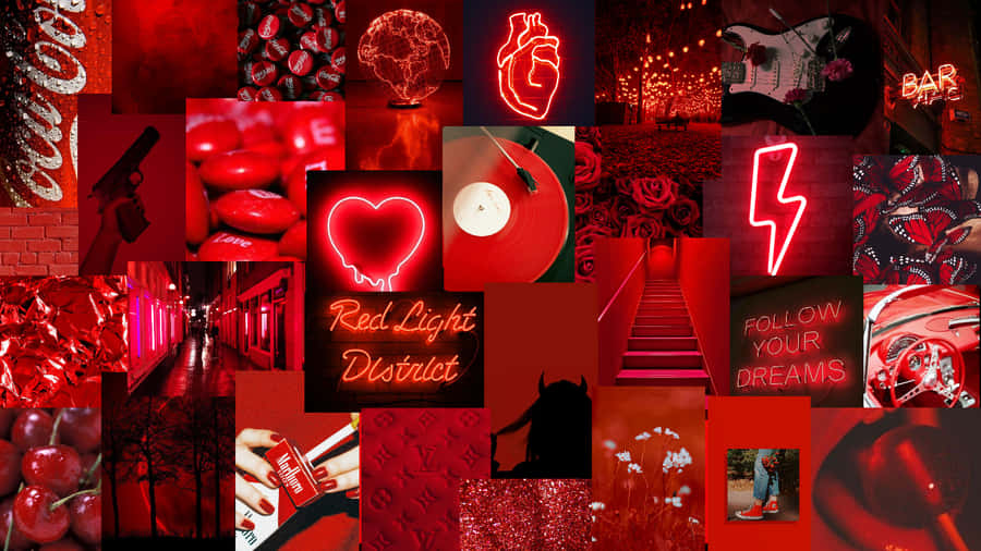 Red Aesthetic Laptop Heart Lightning Wallpaper