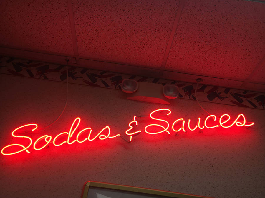 Red Aesthetic Neon Sodas & Sauces Wallpaper
