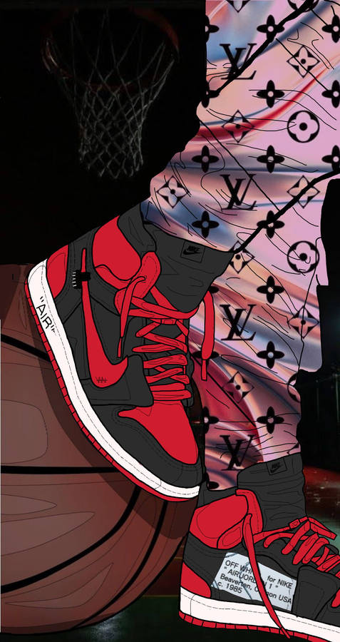 Red And Black Nike Jordan 1 Sneakers Wallpaper