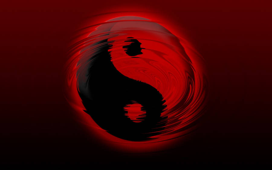 Red And Black Ying And Yang, Contrasting Colours In Harmony Wallpaper