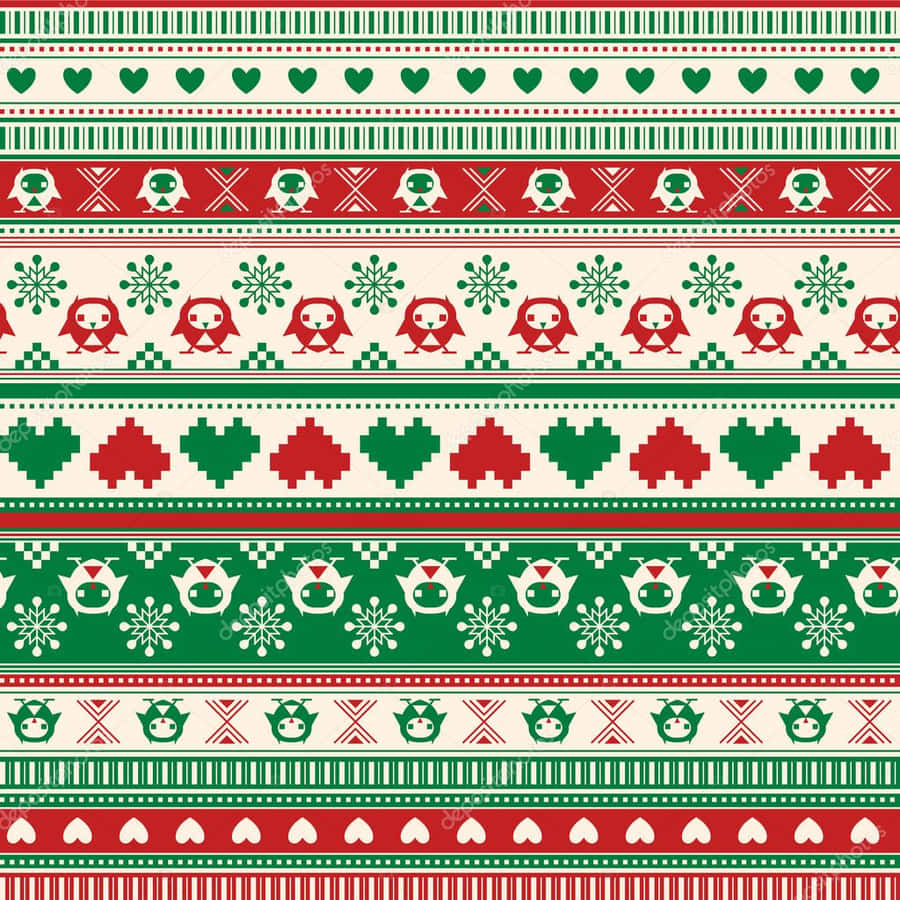 Red And Green Heart Christmas Sweater Wallpaper