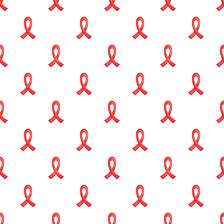 Red Awareness Ribbon Pattern Wallpaper