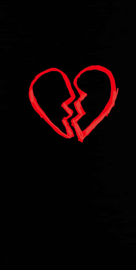 Red Broken Heart Aesthetics Wallpaper