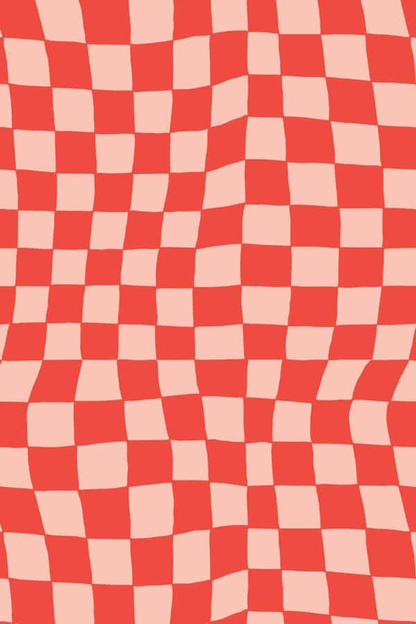 Red Checkered Wavy Pattern Wallpaper