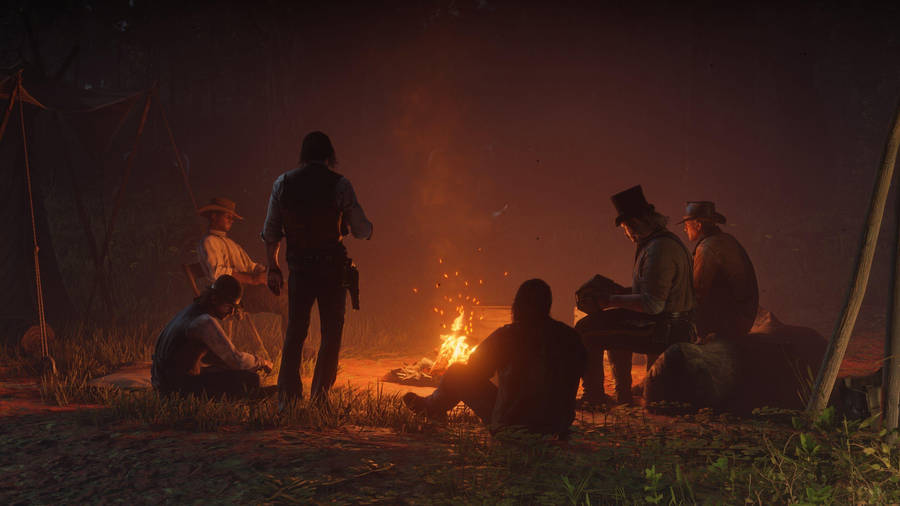 Red Dead Redemption 2 4k Bonfire Gang Wallpaper