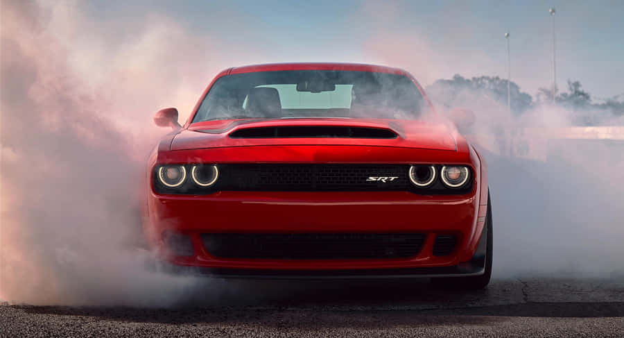 Red Dodge Challenger S R T Burnout Wallpaper